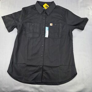 Carhartt Rugged Flex Canvas Work‎ Shirt Relaxed Fit Short Sleeve Black M